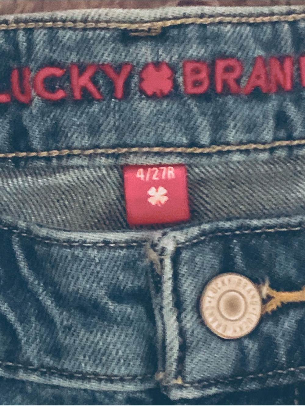 Lucky Brand Baggy Wide Leg Jeans with Laser Heart Motif β’ Size: 4/27 R β’ NWT - Picture 11 of 16